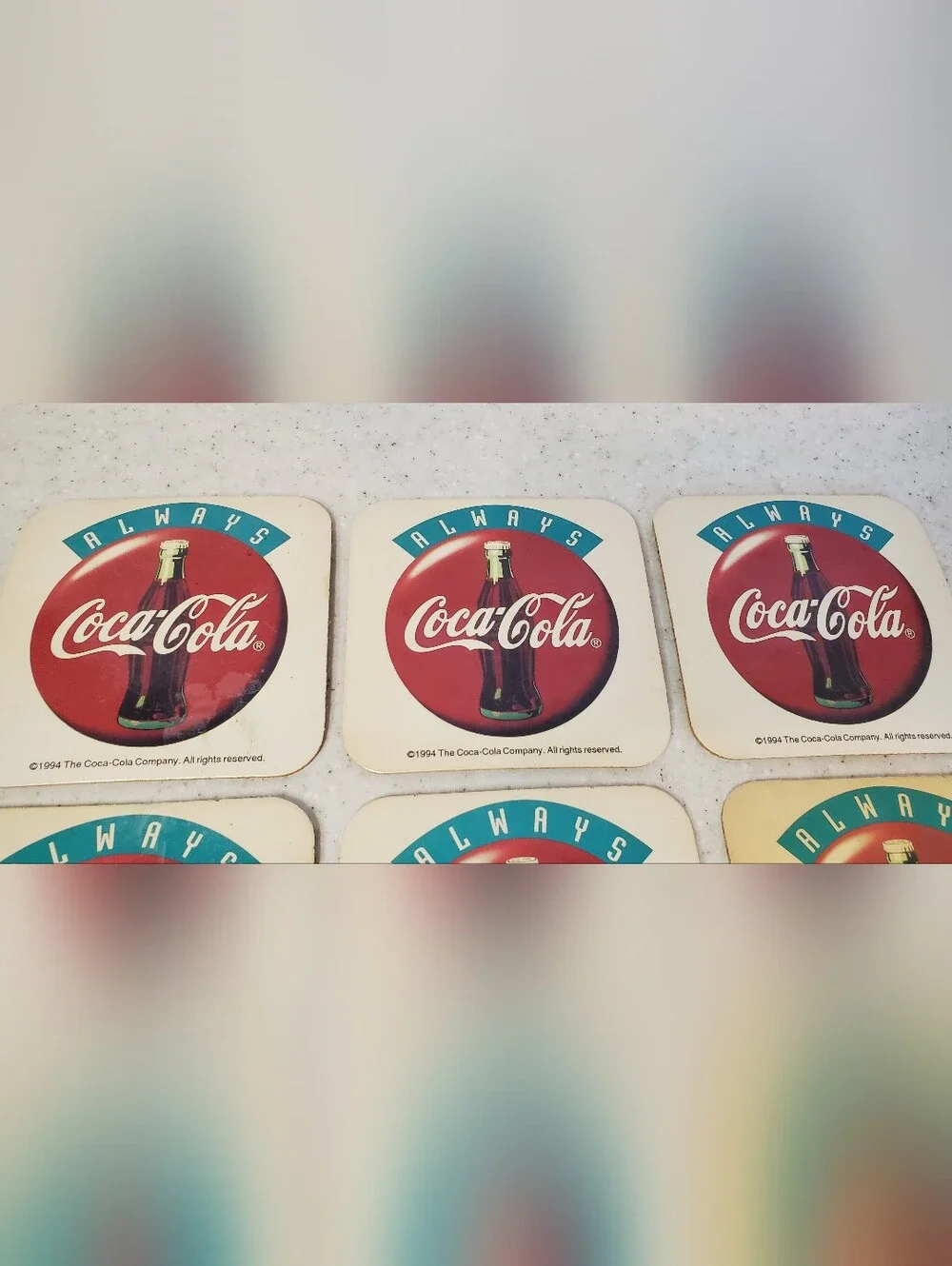 Vintage 1994 Coca Cola Cork Coaster Set 6 Always Coca-Cola Coke Bar Man Cave